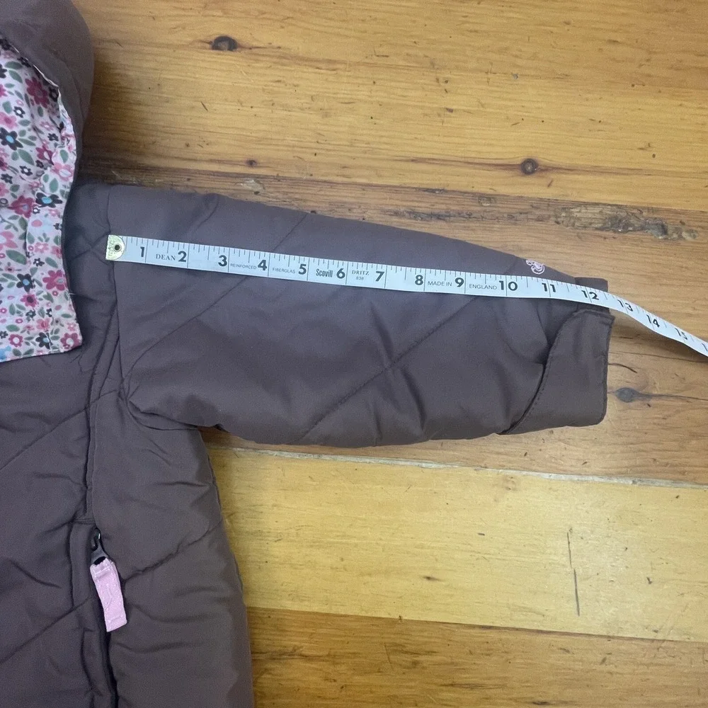 Oshkosh Girls Winter Peacoat Brown/Pink Size 4 Hooded Jacket‎ Removable Hood